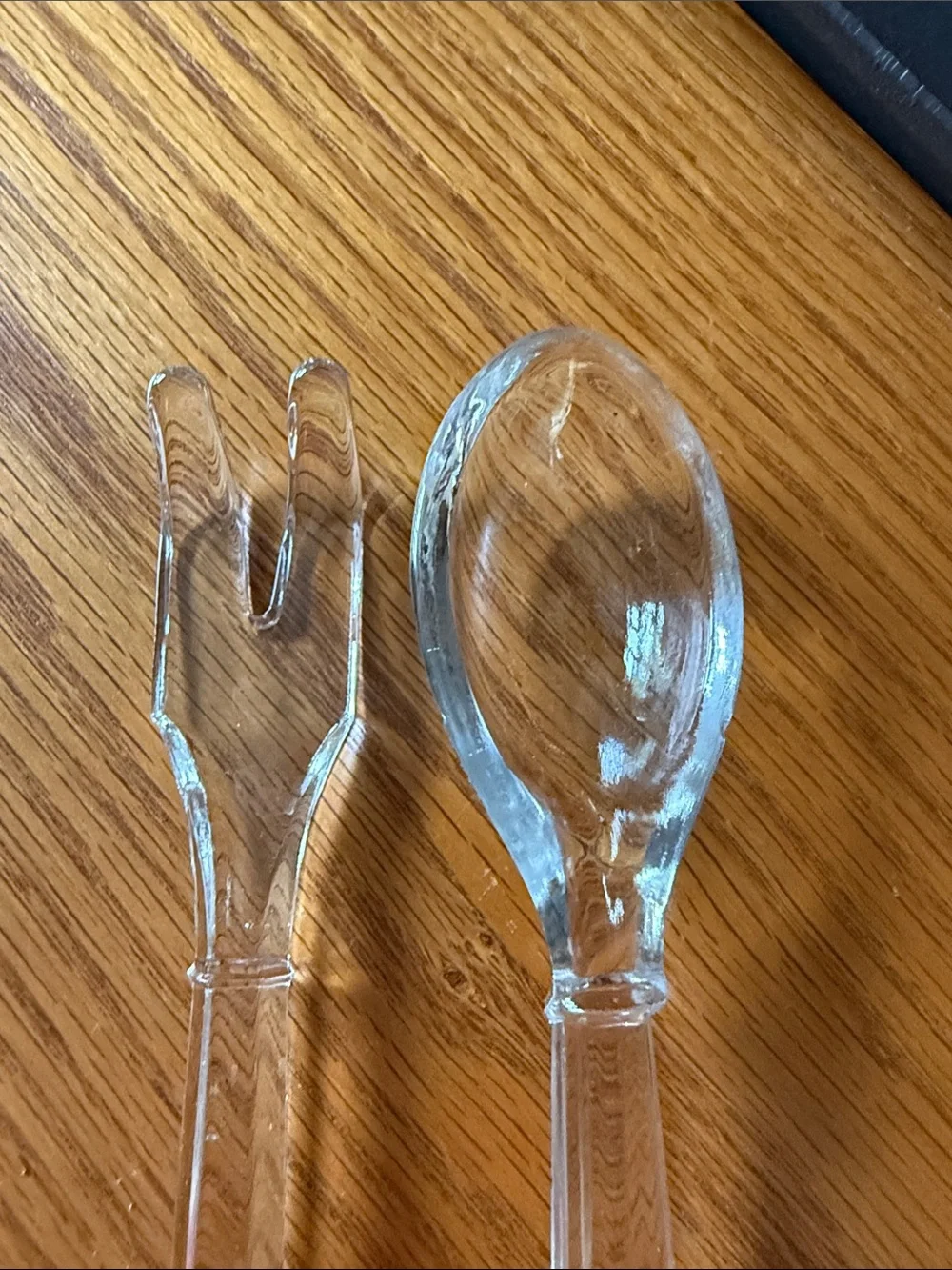 Clear Glass Salad Serving Fork and Spoon Set
